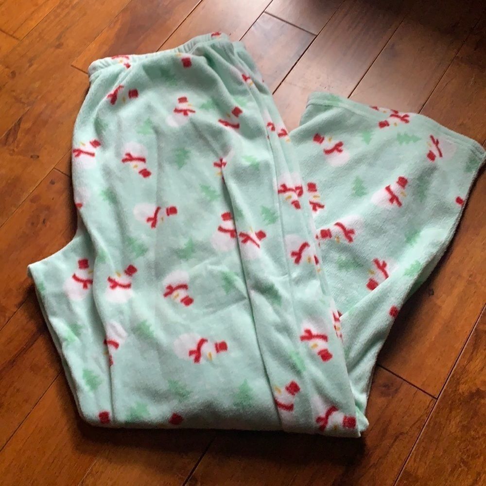 Snowman fleece mint green sleep pants